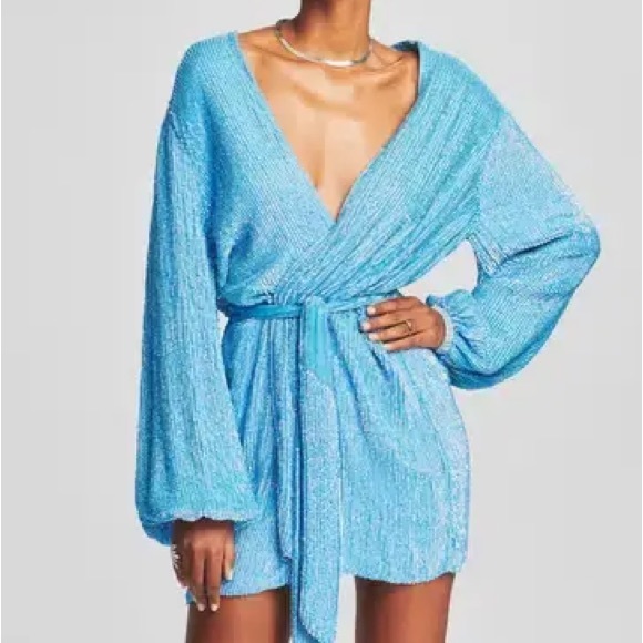 RETROFETE GABRIELLE SEQUIN ROBE BLUE size XS - Picture 1 of 5
